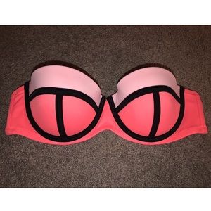 Pink strapless bikini top
